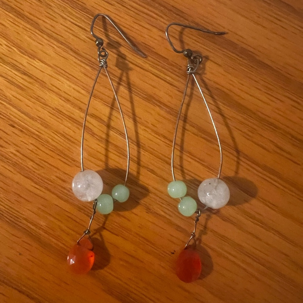 CLOSET CLOSING Sterling Silver Dangle Quartz Prehnite Carnelian Jadeite